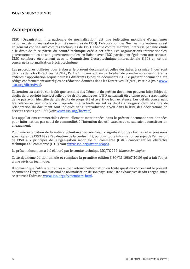 ISO/TS 10867:2019 ISO/TS 10867:2019 - Nanotechnologies — Caractérisation de nanotubes de carbone monofeuillet en utilisant la spectroscopie de photoluminescence dans le proche infrarouge/3/2020 - Page 4 preview