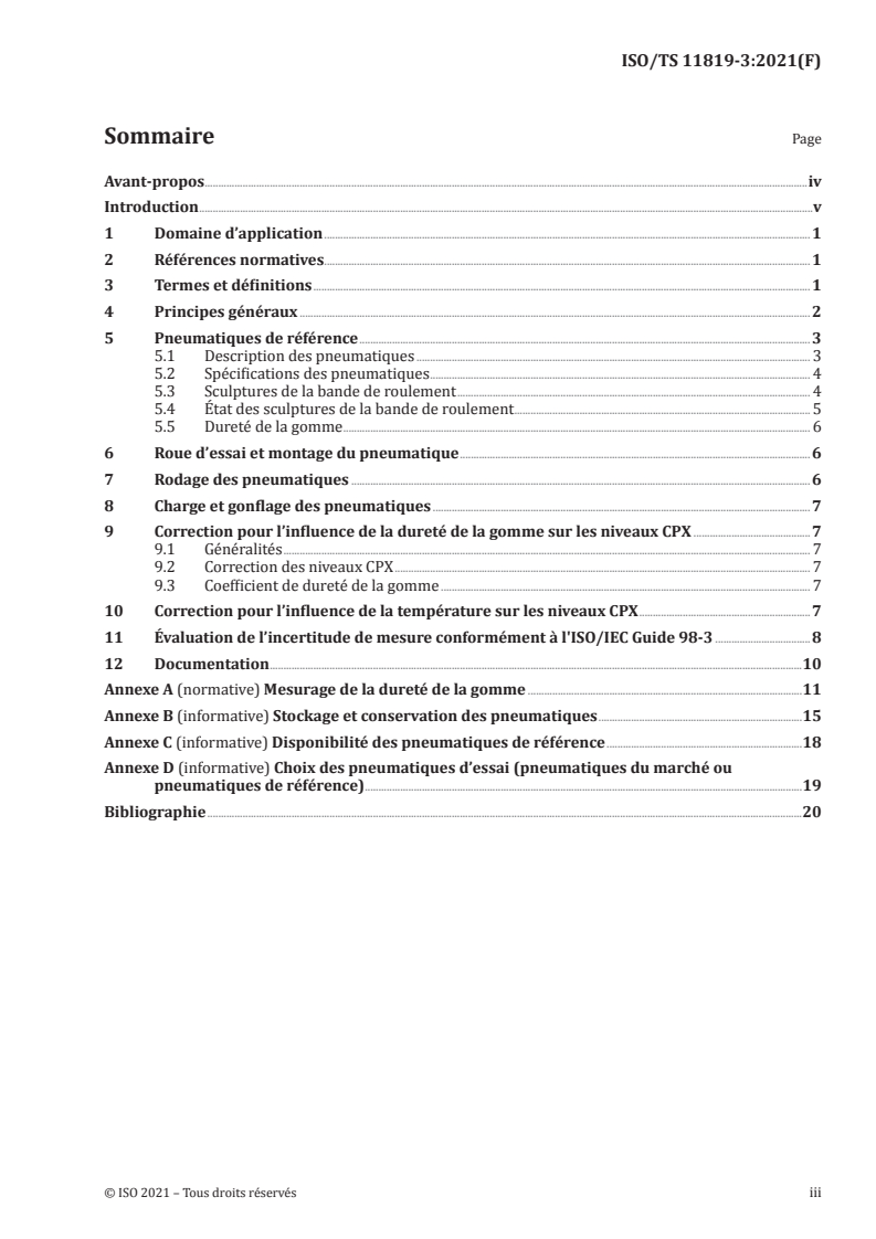 ISO/TS 11819-3:2021 ISO/TS 11819-3:2021 - Acoustique — Méthode de mesurage de l'influence des revêtements de chaussées sur le bruit émis par la circulation — Partie 3: Pneumatiques de référence/29/2021 - Page 3 preview