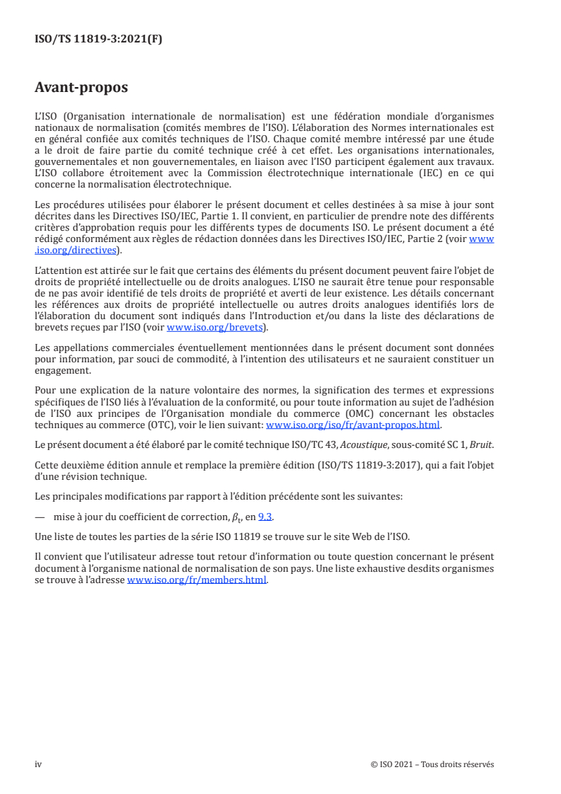 ISO/TS 11819-3:2021 ISO/TS 11819-3:2021 - Acoustique — Méthode de mesurage de l'influence des revêtements de chaussées sur le bruit émis par la circulation — Partie 3: Pneumatiques de référence/29/2021 - Page 4 preview
