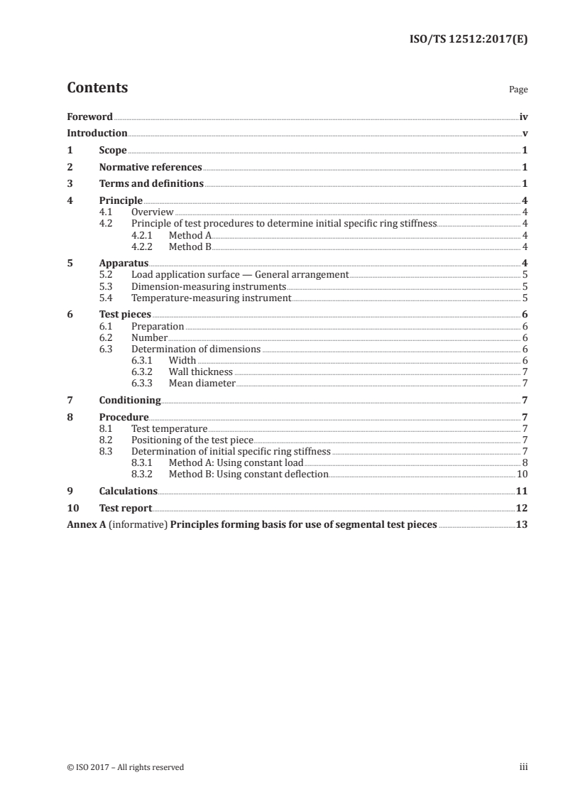 ISO/TS 12512:2017 ISO/TS 12512:2017 - Glass reinforced thermosetting plastic (GRP) pipes — Determination of initial specific ring stiffness using segment test species cut from a pipe/19/2017 - Page 3 preview