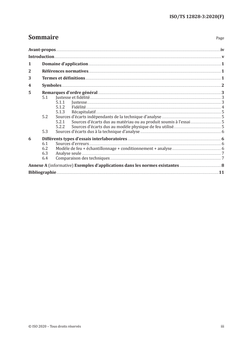 ISO/TS 12828-3:2020 ISO/TS 12828-3:2020 - Méthode de validation des analyses de gaz d'incendie — Partie 3: Considérations relatives aux essais interlaboratoires/20/2020 - Page 3 preview