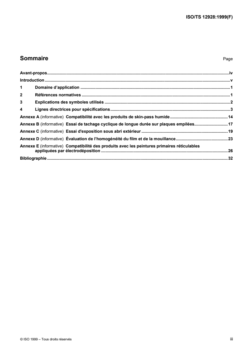 ISO/TS 12928:1999 ISO/TS 12928:1999 - Lubrifiants, huiles industrielles et produits connexes (classe L) — Famille R (Produits de protection temporaire contre la corrosion ) — Lignes directrices pour l'établissement de spécifications/30/2000 - Page 3 preview