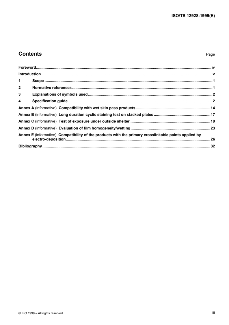 ISO/TS 12928:1999 ISO/TS 12928:1999 - Lubricants, industrial oils and related products (class L) — Family R (Products for temporary protection against corrosion) - Guidelines for establishing specifications/9/1999 - Page 3 preview