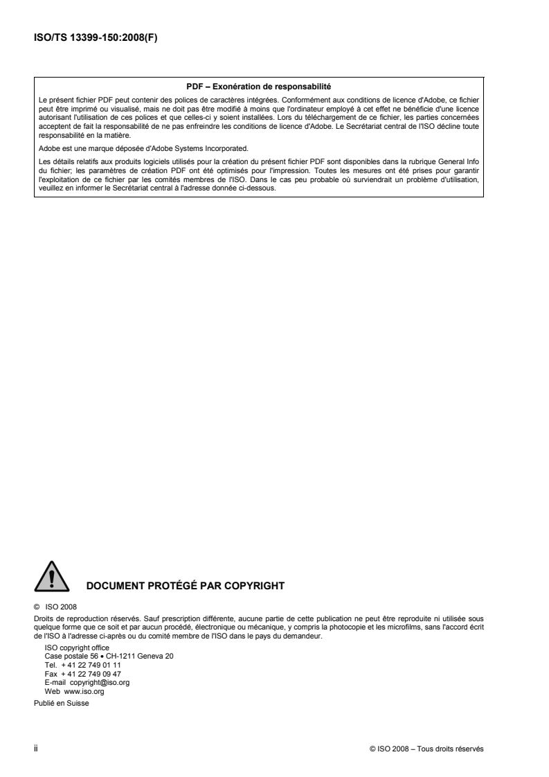 ISO/TS 13399-150:2008 ISO/TS 13399-150:2008 - Représentation et échange des données relatives aux outils coupants — Partie 150: Lignes directrices d'utilisation/27/2008 - Page 2 preview