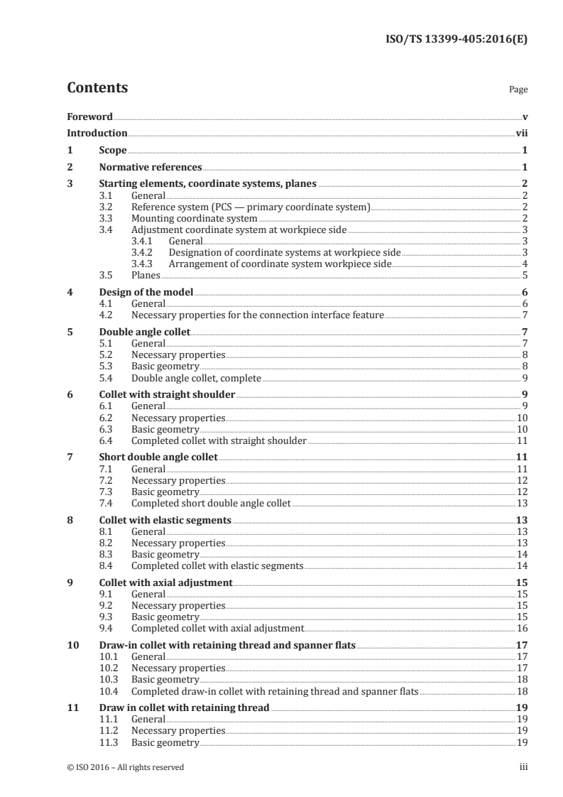 ISO/TS 13399-405:2016 ISO/TS 13399-405:2016 - Cutting tool data representation and exchange — Part 405: Creation and exchange of 3D models — Collets/4/2016 - Page 3 preview