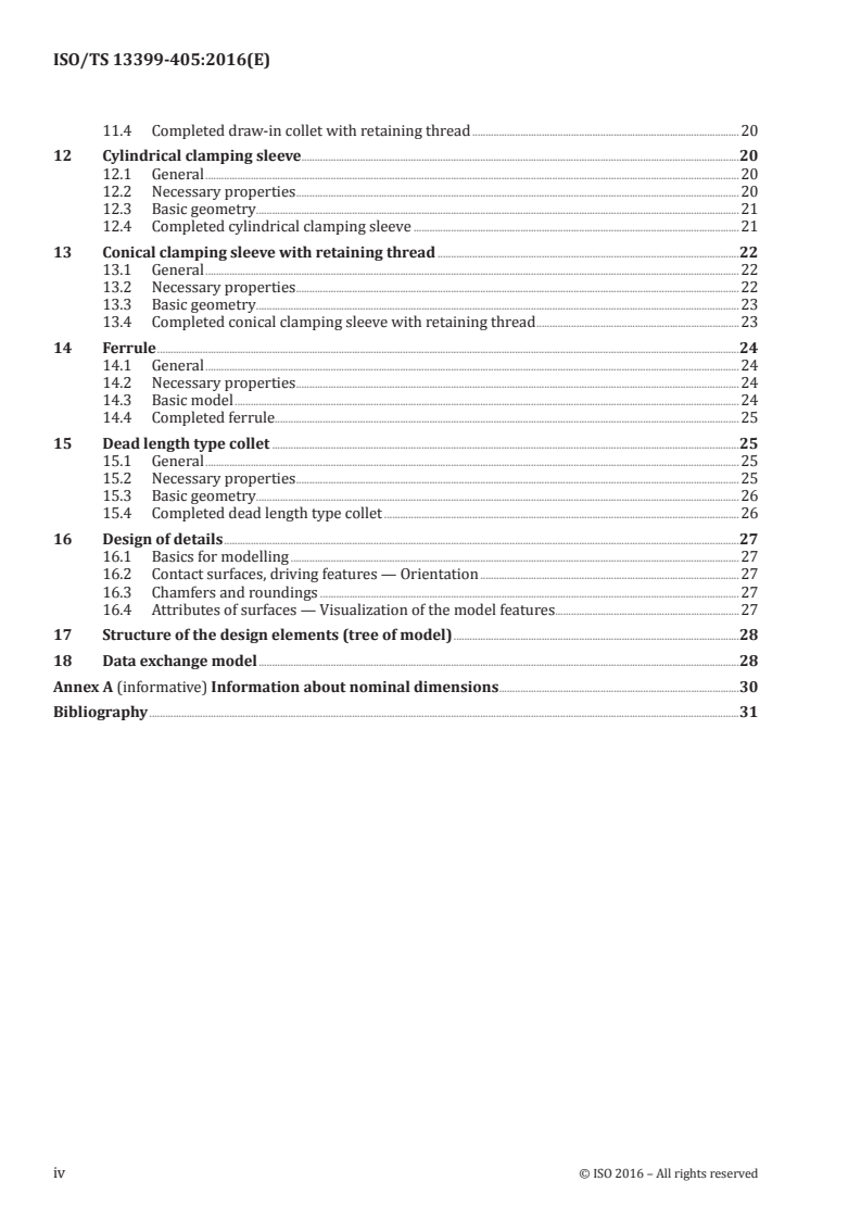 ISO/TS 13399-405:2016 ISO/TS 13399-405:2016 - Cutting tool data representation and exchange — Part 405: Creation and exchange of 3D models — Collets/4/2016 - Page 4 preview