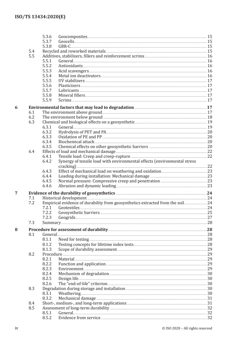 ISO/TS 13434:2020 ISO/TS 13434:2020 - Geosynthetics — Guidelines for the assessment of durability/30/2020 - Page 4 preview