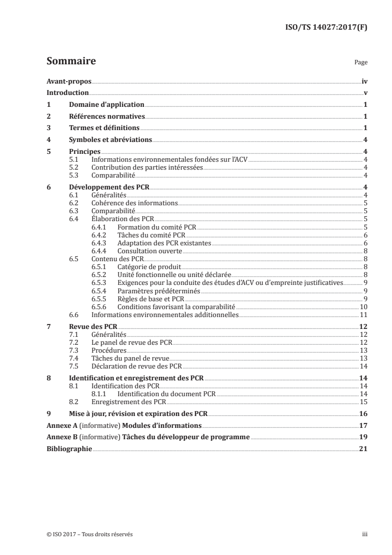 ISO/TS 14027:2017 ISO/TS 14027:2017 - Marquages et déclarations environnementaux — Développement des règles de définition des catégories de produit/18/2017 - Page 3 preview