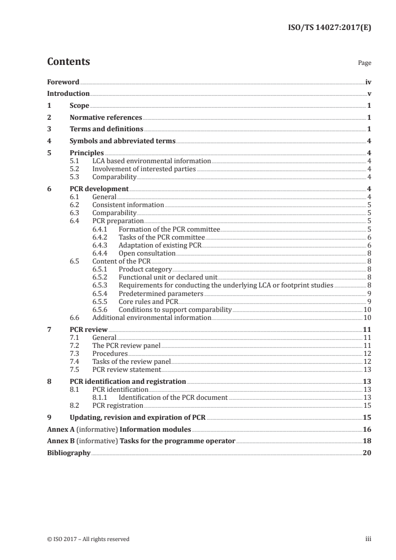 ISO/TS 14027:2017 ISO/TS 14027:2017 - Environmental labels and declarations — Development of product category rules/21/2017 - Page 3 preview