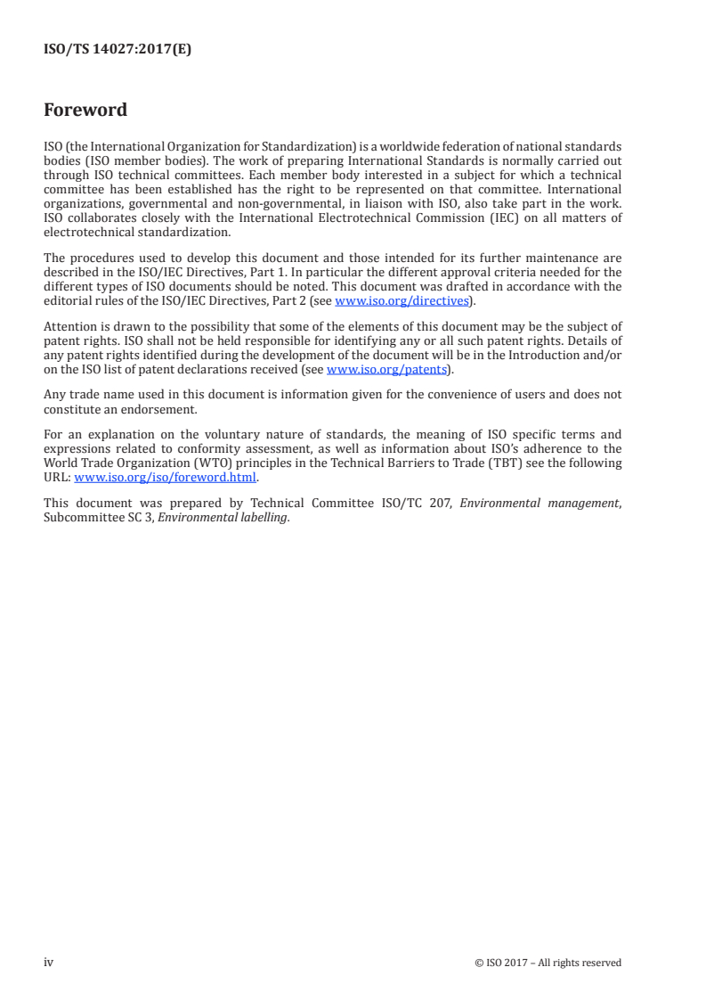 ISO/TS 14027:2017 ISO/TS 14027:2017 - Environmental labels and declarations — Development of product category rules/21/2017 - Page 4 preview