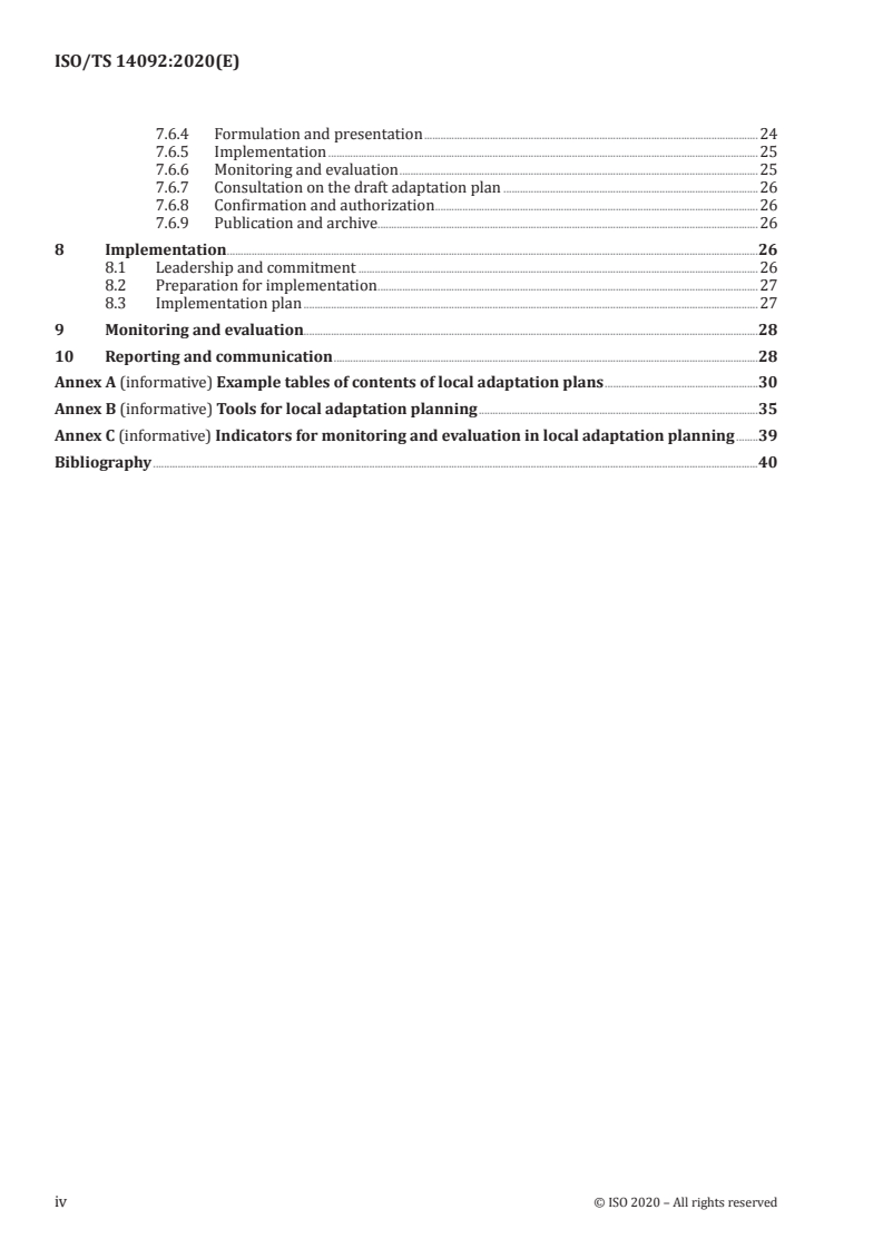 ISO/TS 14092:2020 ISO/TS 14092:2020 - Adaptation to climate change — Requirements and guidance on adaptation planning for local governments and communities/21/2020 - Page 4 preview