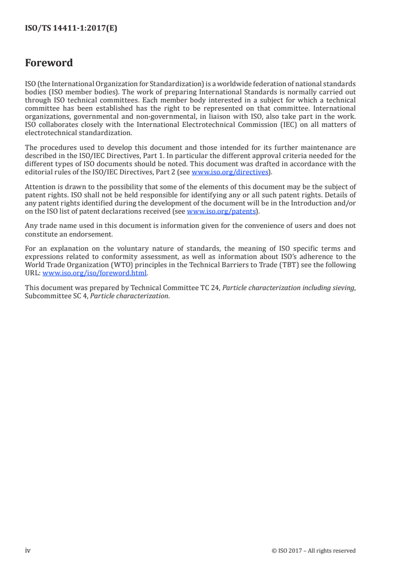 ISO/TS 14411-1:2017 ISO/TS 14411-1:2017 - Preparation of particulate reference materials — Part 1: Polydisperse material based on picket fence of monodisperse spherical particles/10/2017 - Page 4 preview
