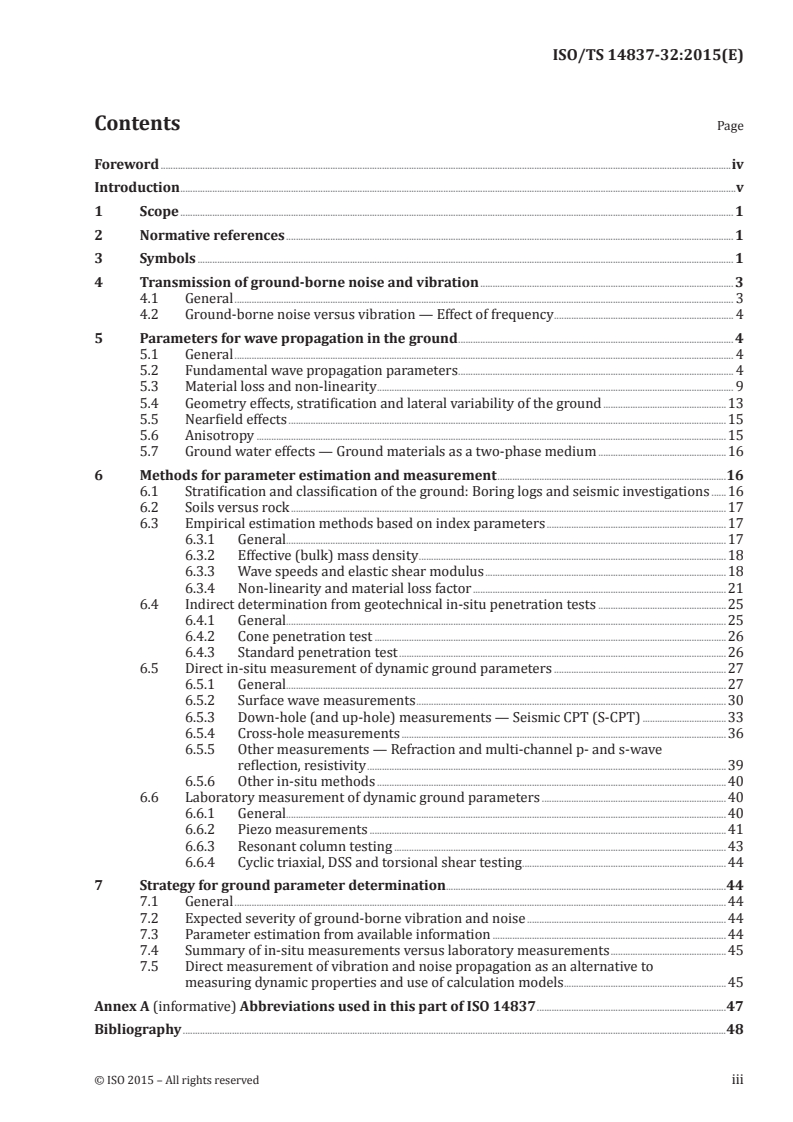 ISO/TS 14837-32:2015 ISO/TS 14837-32:2015 - Mechanical vibration — Ground-borne noise and vibration arising from rail systems — Part 32: Measurement of dynamic properties of the ground/9/2015 - Page 3 preview