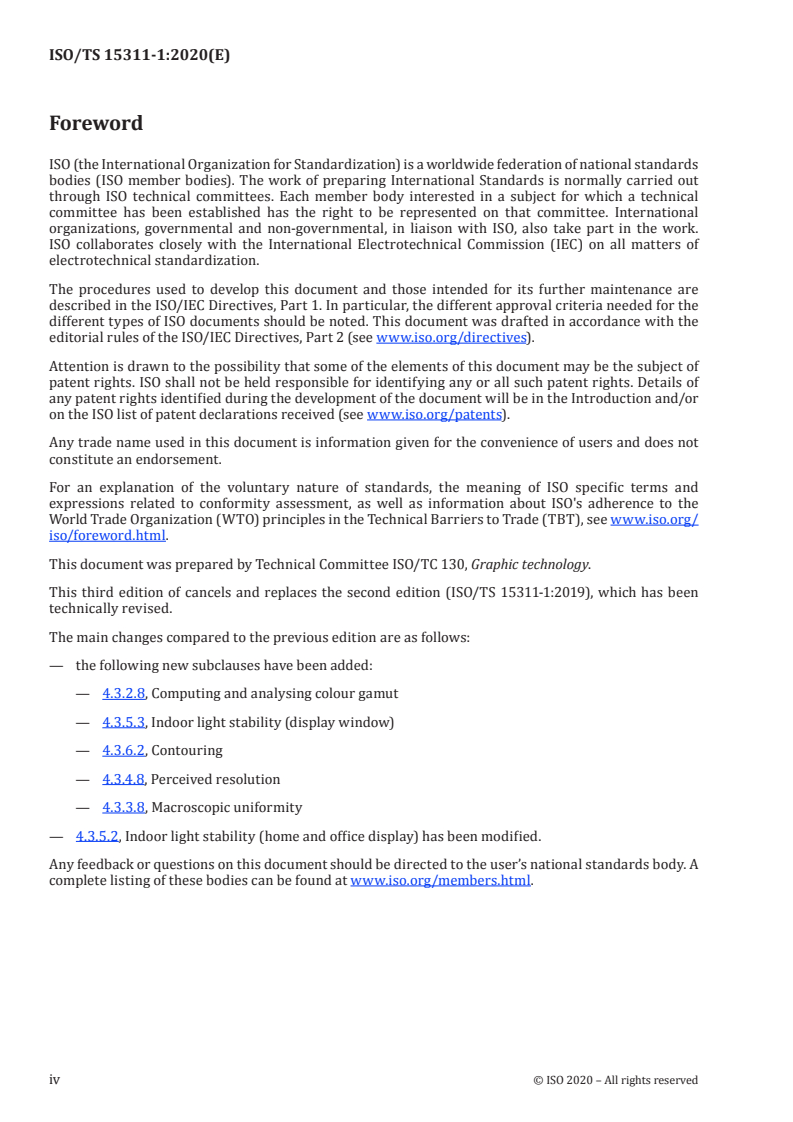 ISO/TS 15311-1:2020 ISO/TS 15311-1:2020 - Graphic technology — Requirements for printed matter for commercial and industrial production — Part 1: Measurement methods and reporting schema/3/2020 - Page 4 preview