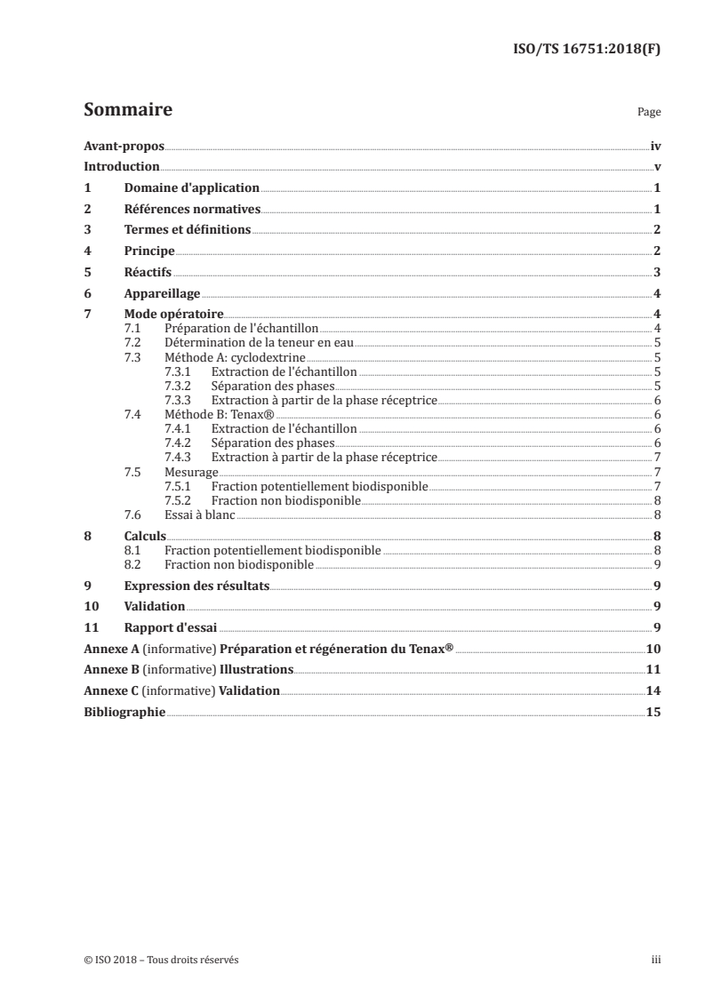 ISO/TS 16751:2018 ISO/TS 16751:2018 - Qualité du sol — Disponibilité environnementale des composés organiques non polaires — Détermination de la fraction potentiellement biodisponible et de la fraction non biodisponible en utilisant un agent adsorbant fort ou un agent complexant
Released:4/13/2018 - Page 3 preview