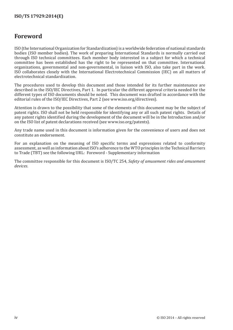 ISO/TS 17929:2014 ISO/TS 17929:2014 - Biomechanical effects on amusement ride passengers/21/2014 - Page 4 preview