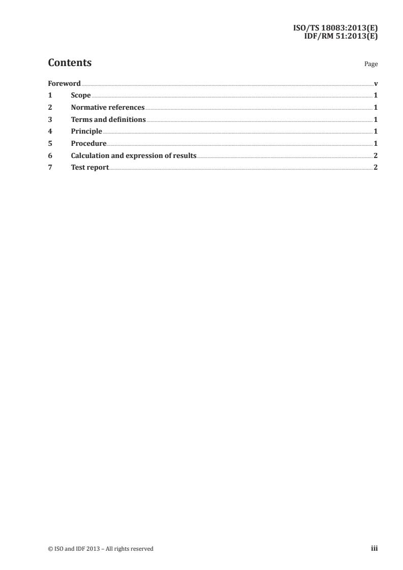 ISO/TS 18083:2013 ISO/TS 18083:2013 - Processed cheese products — Calculation of content of added phosphate expressed as phosphorus/3/2013 - Page 3 preview