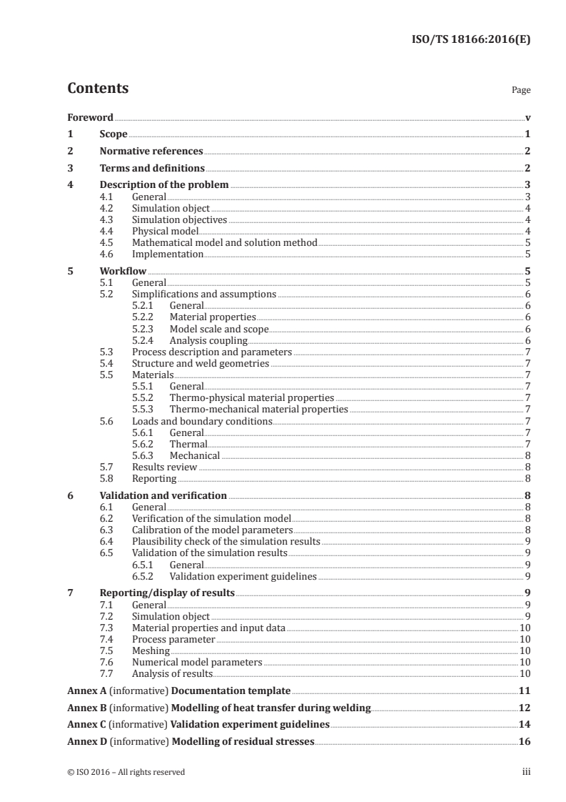 ISO/TS 18166:2016 ISO/TS 18166:2016 - Numerical welding simulation — Execution and documentation/25/2016 - Page 3 preview