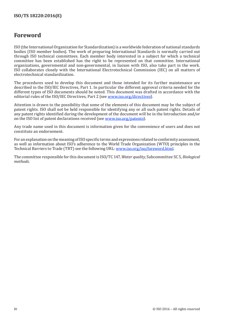 ISO/TS 18220:2016 ISO/TS 18220:2016 - Water quality — Larval development test with the harpacticoid copepod Nitocra spinipes/16/2016 - Page 4 preview