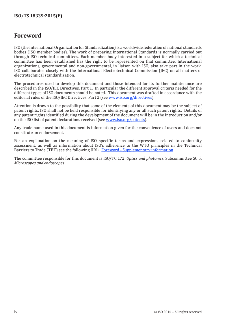 ISO/TS 18339:2015 ISO/TS 18339:2015 - Endotherapy devices — Eyepiece cap and light guide connector/6/2015 - Page 4 preview