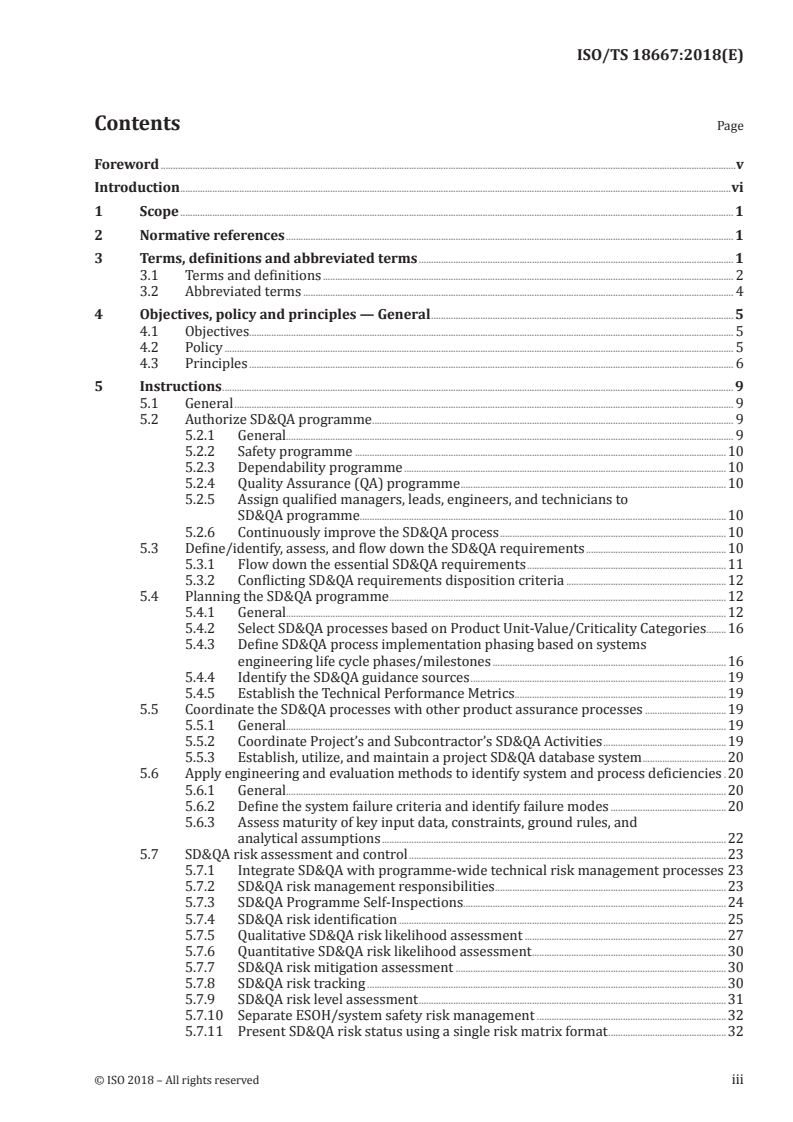 ISO/TS 18667:2018 ISO/TS 18667:2018 - Space systems — Capability-based Safety, Dependability, and Quality Assurance (SD&QA) programme management/8/2018 - Page 3 preview