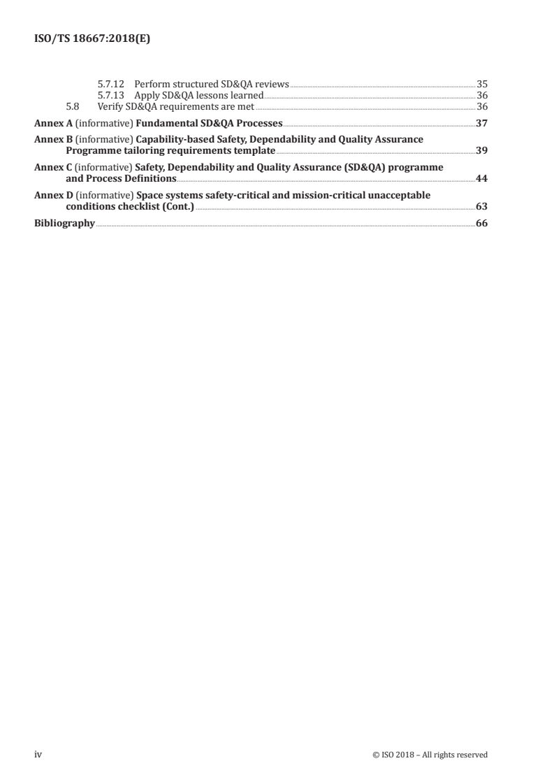 ISO/TS 18667:2018 ISO/TS 18667:2018 - Space systems — Capability-based Safety, Dependability, and Quality Assurance (SD&QA) programme management/8/2018 - Page 4 preview