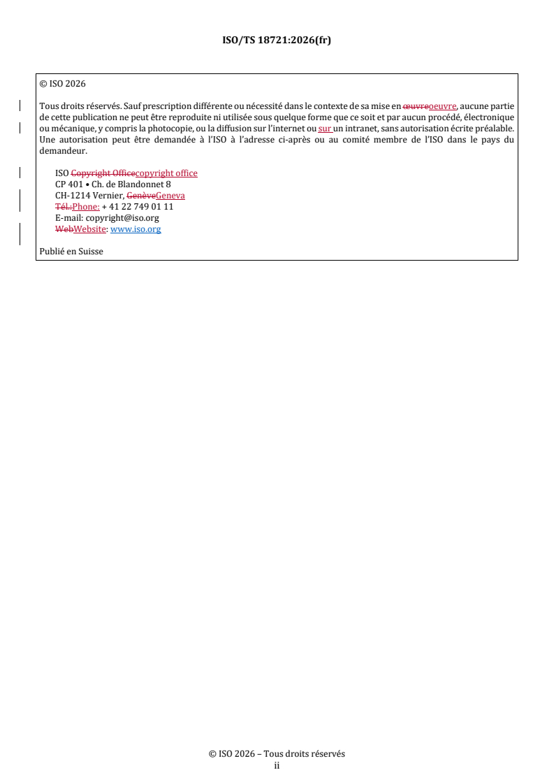 ISO/TS 18721:2026 REDLINE ISO/TS 18721:2026 - Fonctions écologiques des sols — Caractéristiques, indicateurs et méthodes - Page 2 preview