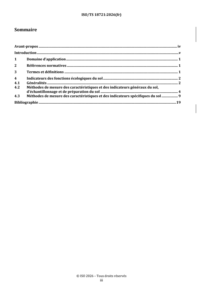 ISO/TS 18721:2026 REDLINE ISO/TS 18721:2026 - Fonctions écologiques des sols — Caractéristiques, indicateurs et méthodes - Page 3 preview