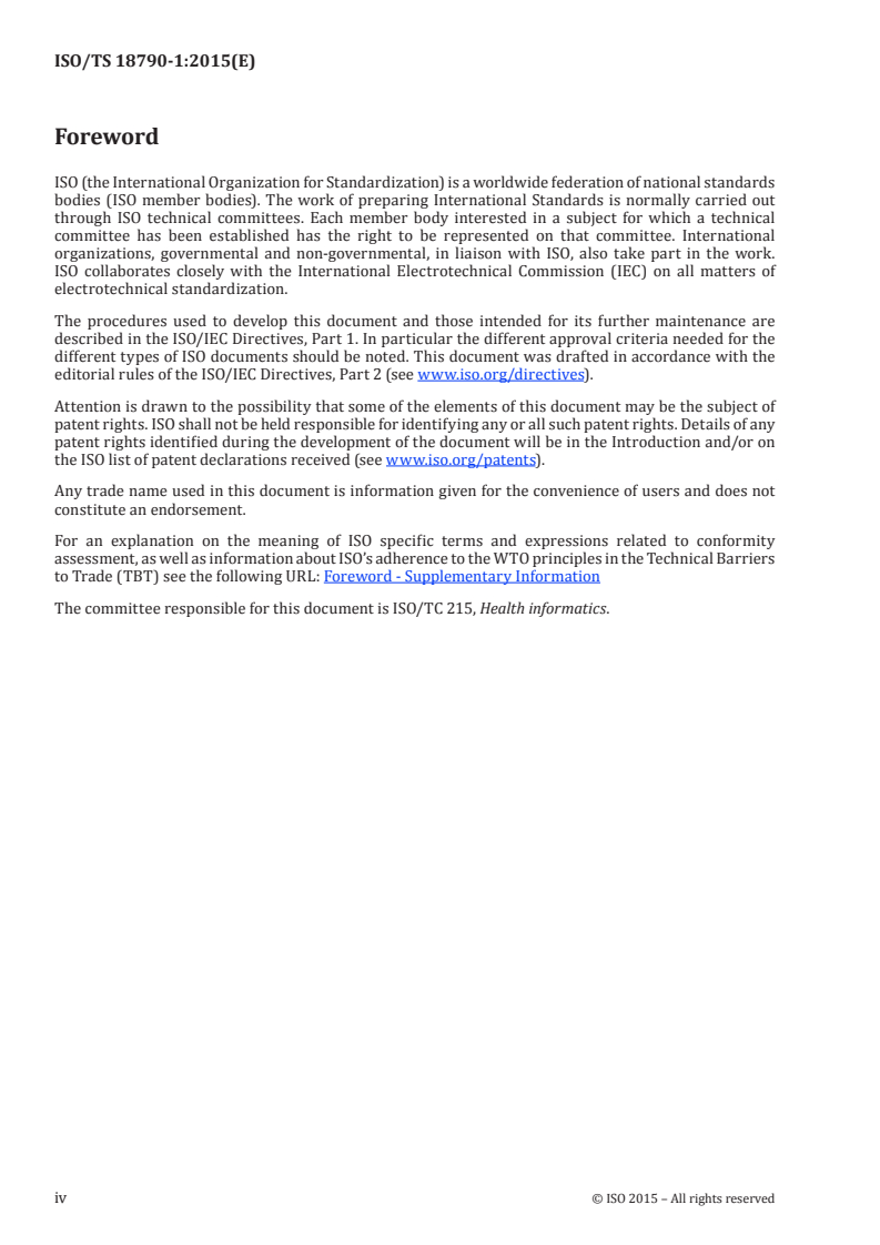 ISO/TS 18790-1:2015 ISO/TS 18790-1:2015 - Health informatics — Profiling framework and classification for Traditional Medicine informatics standards development — Part 1: Traditional Chinese Medicine/8/2015 - Page 4 preview
