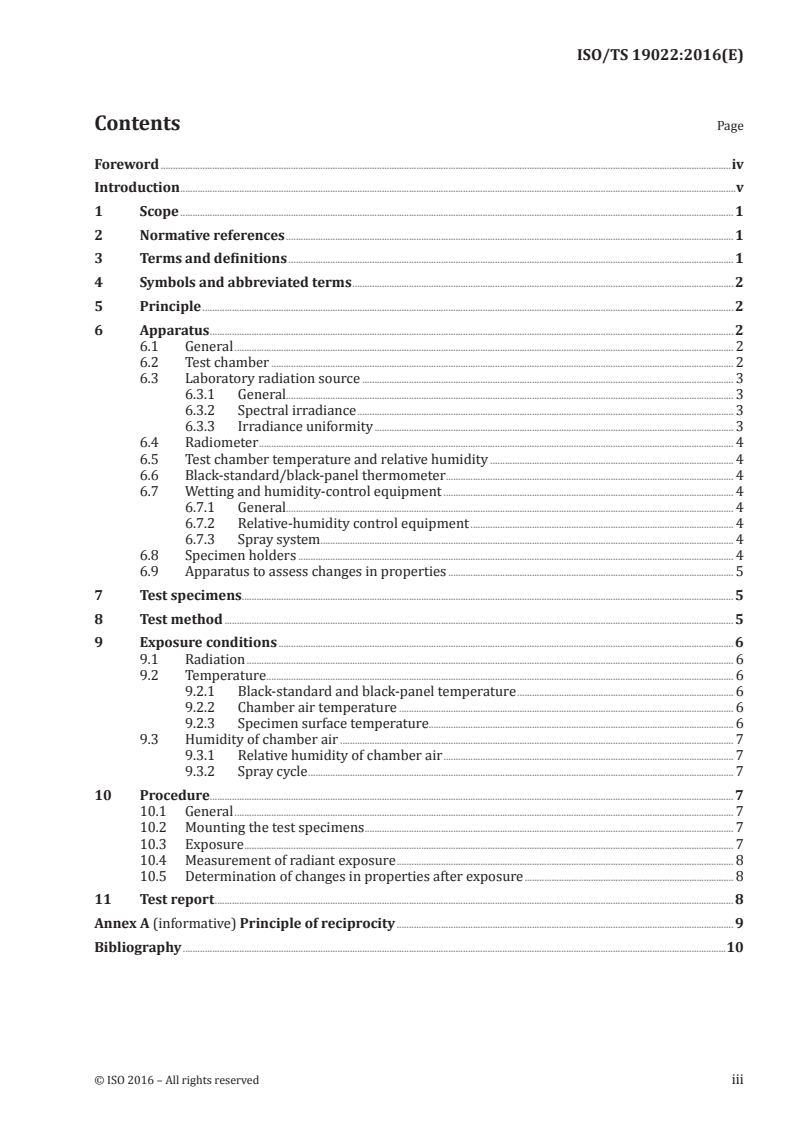 ISO/TS 19022:2016 ISO/TS 19022:2016 - Plastics — Method of controlled acceleration of laboratory weathering by increased irradiance/26/2016 - Page 3 preview