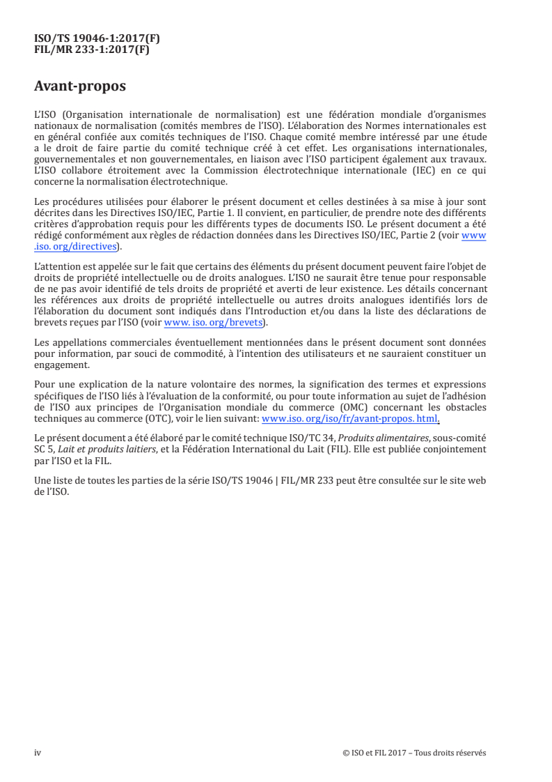 ISO/TS 19046-1:2017 ISO/TS 19046-1:2017 - Fromages — Détermination de la teneur en acide propionique par chromatographie — Partie 1: Méthode par chromatographie en phase gazeuse/16/2017 - Page 4 preview