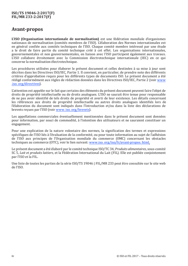 ISO/TS 19046-2:2017 ISO/TS 19046-2:2017 - Fromages — Détermination de la teneur en acide propionique par chromatographie — Partie 2: Méthode par chromatographie par échange d'ions/16/2017 - Page 4 preview