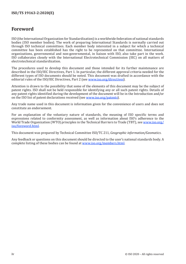 ISO/TS 19163-2:2020 ISO/TS 19163-2:2020 - Geographic information — Content components and encoding rules for imagery and gridded data — Part 2: Implementation schema/6/2020 - Page 4 preview