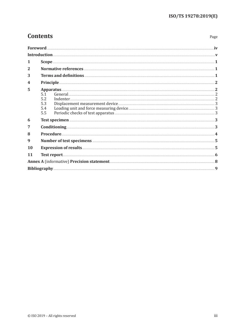 ISO/TS 19278:2019 ISO/TS 19278:2019 - Plastics — Instrumented micro-indentation test for hardness measurement/1/2019 - Page 3 preview