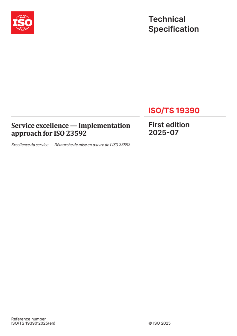 ISO/TS 19390:2025 - Service excellence — Implementation approach for ISO 23592
Released:7. 07. 2025