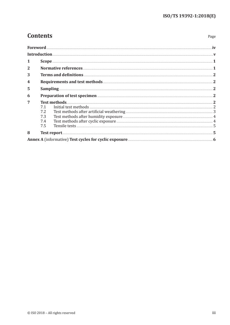 ISO/TS 19392-1:2018 ISO/TS 19392-1:2018 - Paints and varnishes — Coating systems for wind-turbine rotor blades — Part 1: Minimum requirements and weathering/4/2018 - Page 3 preview