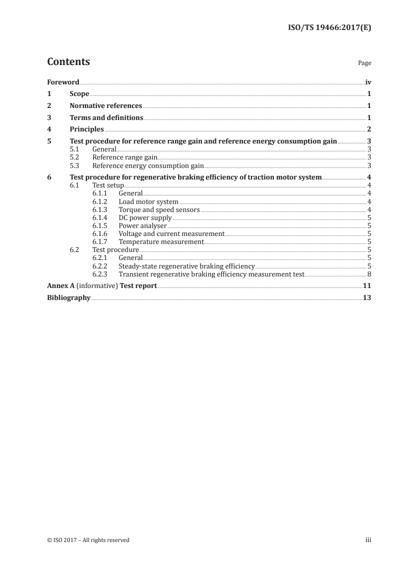 ISO/TS 19466:2017 ISO/TS 19466:2017 - Electrically propelled mopeds and motorcycles — Test method for evaluating performance of regenerative braking systems/17/2017 - Page 3 preview