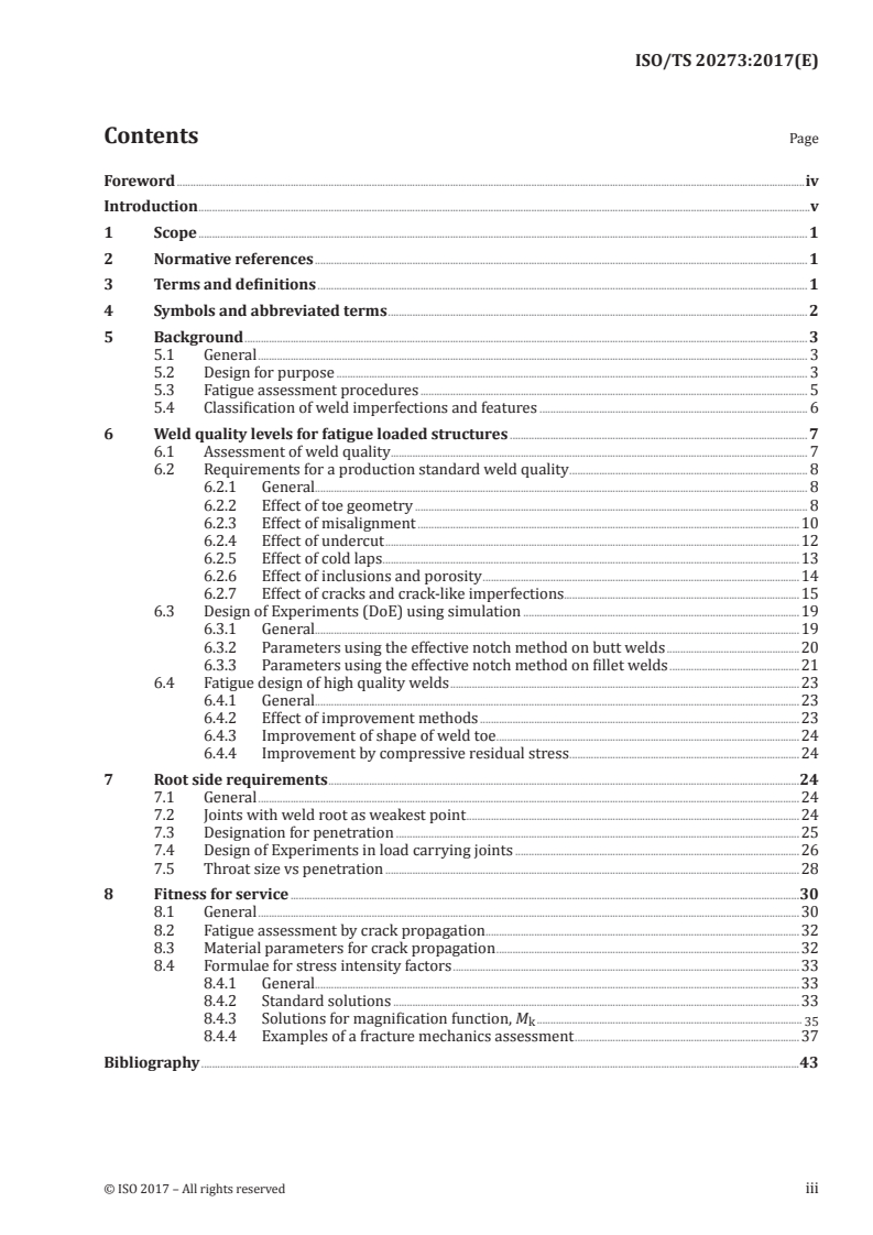 ISO/TS 20273:2017 ISO/TS 20273:2017 - Guidelines on weld quality in relationship to fatigue strength/18/2017 - Page 3 preview