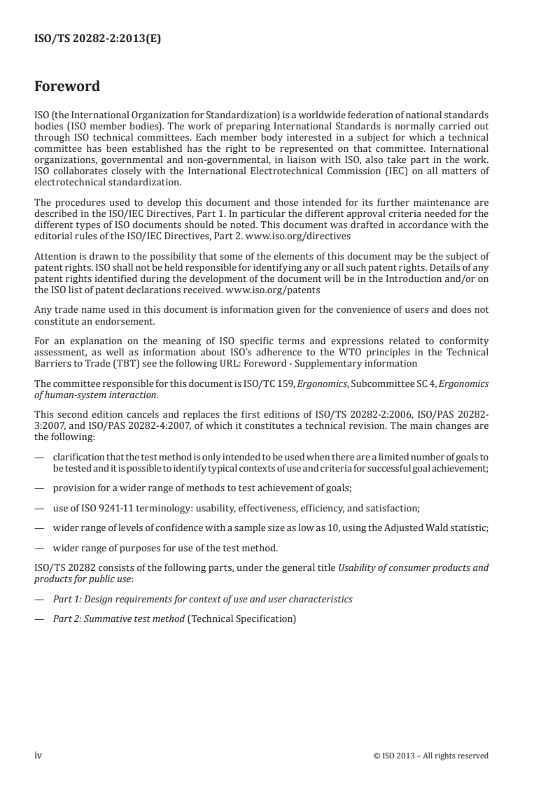 ISO/TS 20282-2:2013 ISO/TS 20282-2:2013 - Usability of consumer products and products for public use — Part 2: Summative test method/29/2013 - Page 4 preview
