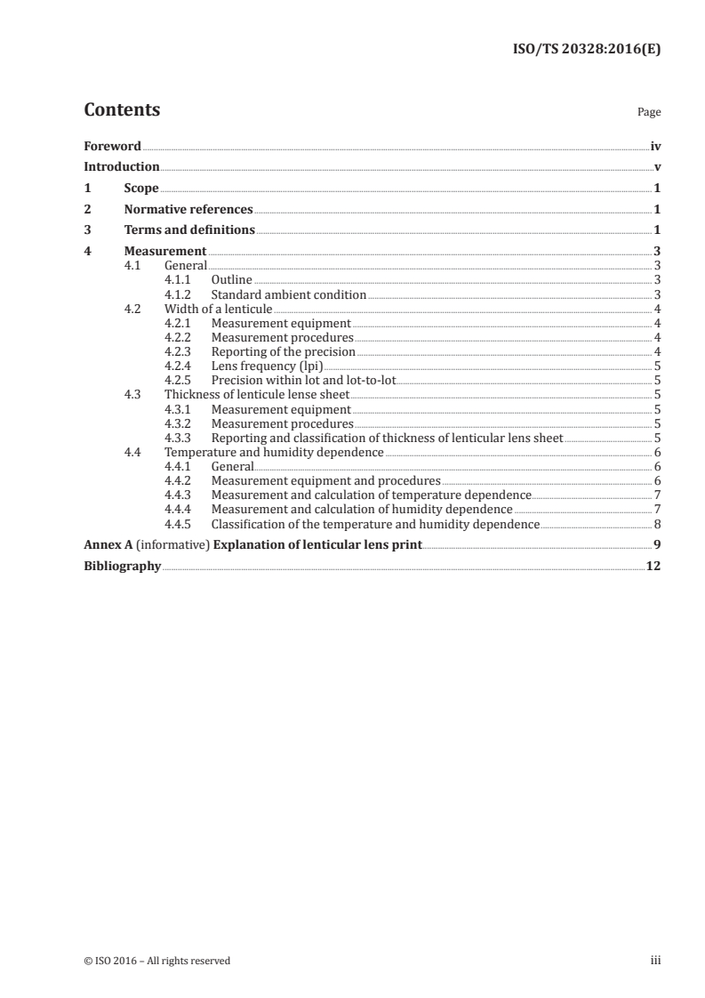 ISO/TS 20328:2016 ISO/TS 20328:2016 - Imaging materials — Lenticular lens sheet — Measurements and specifications of dimensions/22/2016 - Page 3 preview