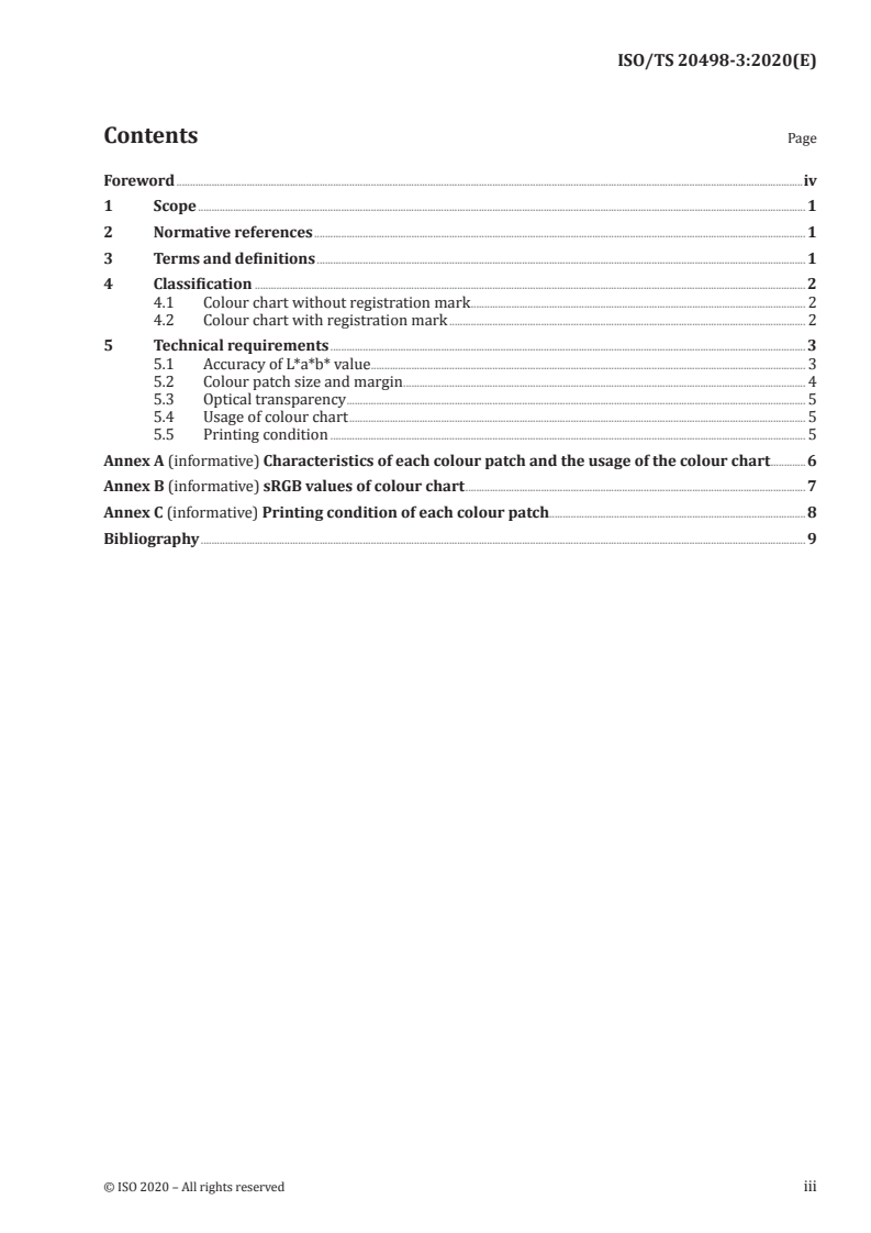 ISO/TS 20498-3:2020 ISO/TS 20498-3:2020 - Traditional Chinese medicine — Computerized tongue image analysis system — Part 3: Colour chart/17/2020 - Page 3 preview