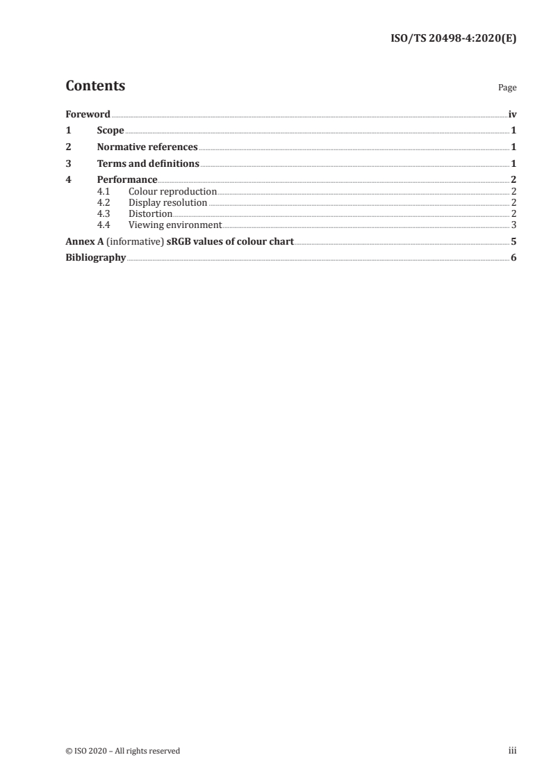 ISO/TS 20498-4:2020 ISO/TS 20498-4:2020 - Traditional Chinese medicine — Computerized tongue image analysis system — Part 4: Peripheral visual instruments/21/2020 - Page 3 preview