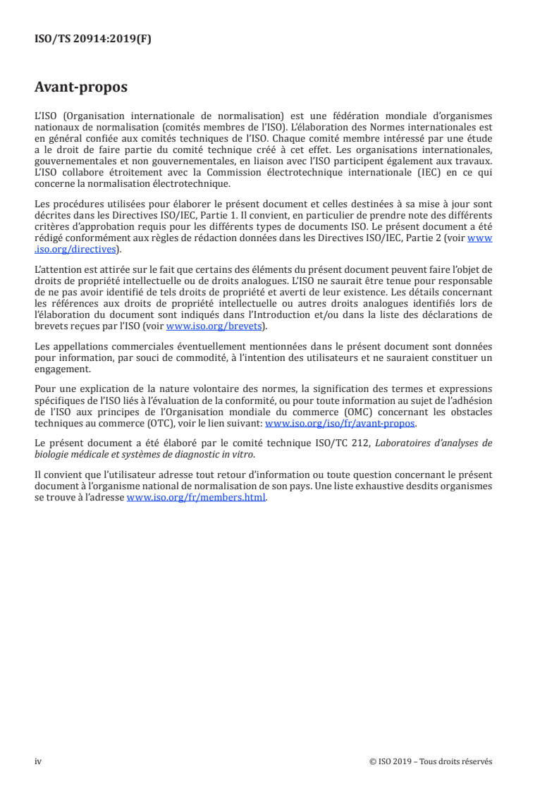 ISO/TS 20914:2019 ISO/TS 20914:2019 - Laboratoires de biologie médicale — Recommandations pratiques pour l’estimation de l’incertitude de mesure/1/2019 - Page 4 preview