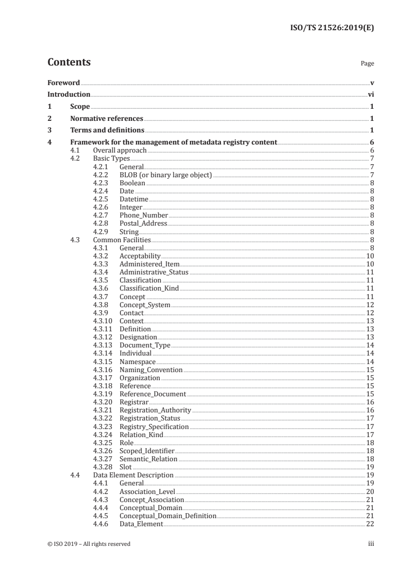 ISO/TS 21526:2019 ISO/TS 21526:2019 - Health informatics — Metadata repository requirements (MetaRep)/15/2019 - Page 3 preview