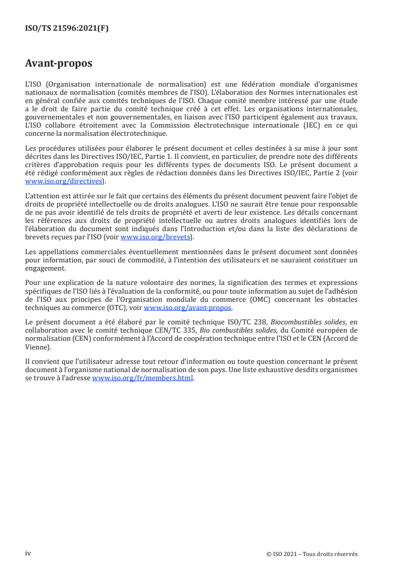 ISO/TS 21596:2021 ISO/TS 21596:2021 - Biocombustibles solides — Détermination de la broyabilité — Méthode de type Hardgrove pour les combustibles de biomasses traitées thermiquement
Released:10/22/2021 - Page 4 preview