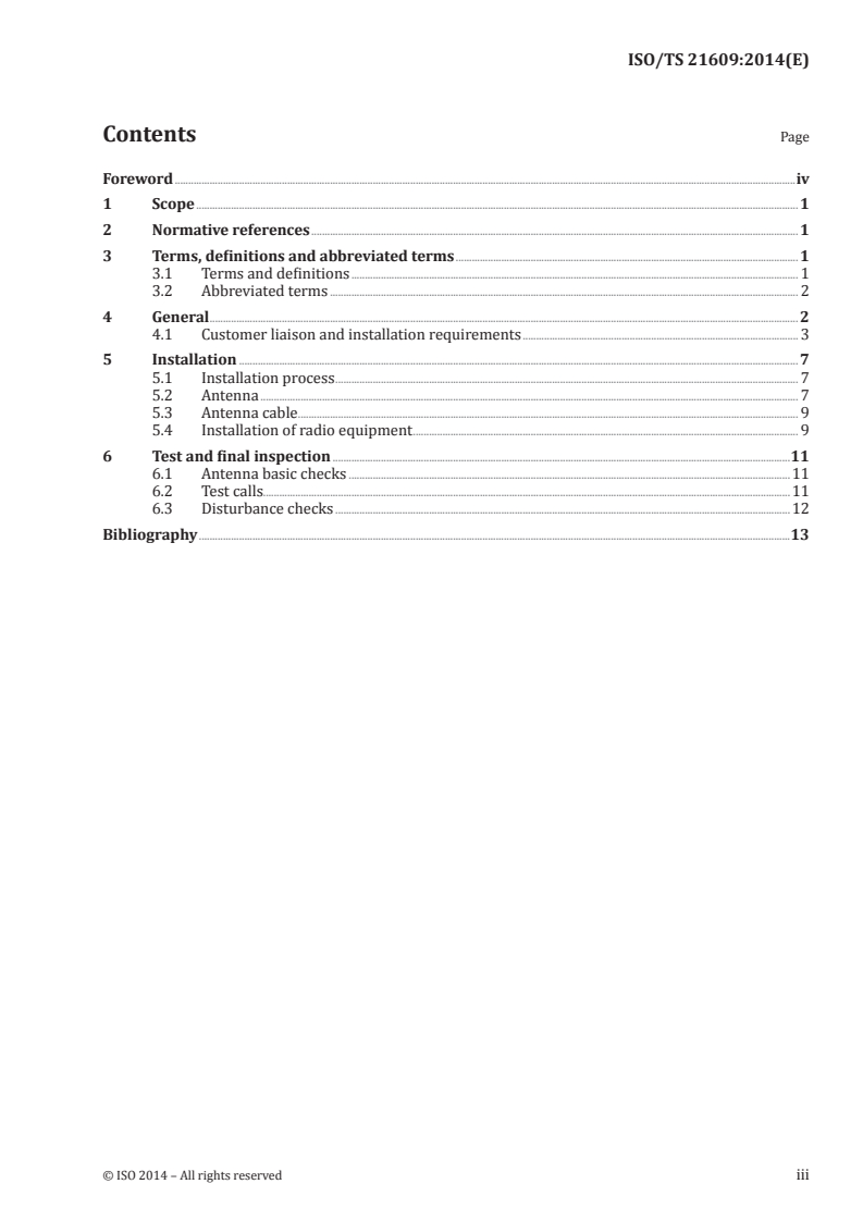 ISO/TS 21609:2014 ISO/TS 21609:2014 - Road vehicles — (EMC) guidelines for installation of aftermarket radio frequency transmitting equipment/17/2014 - Page 3 preview
