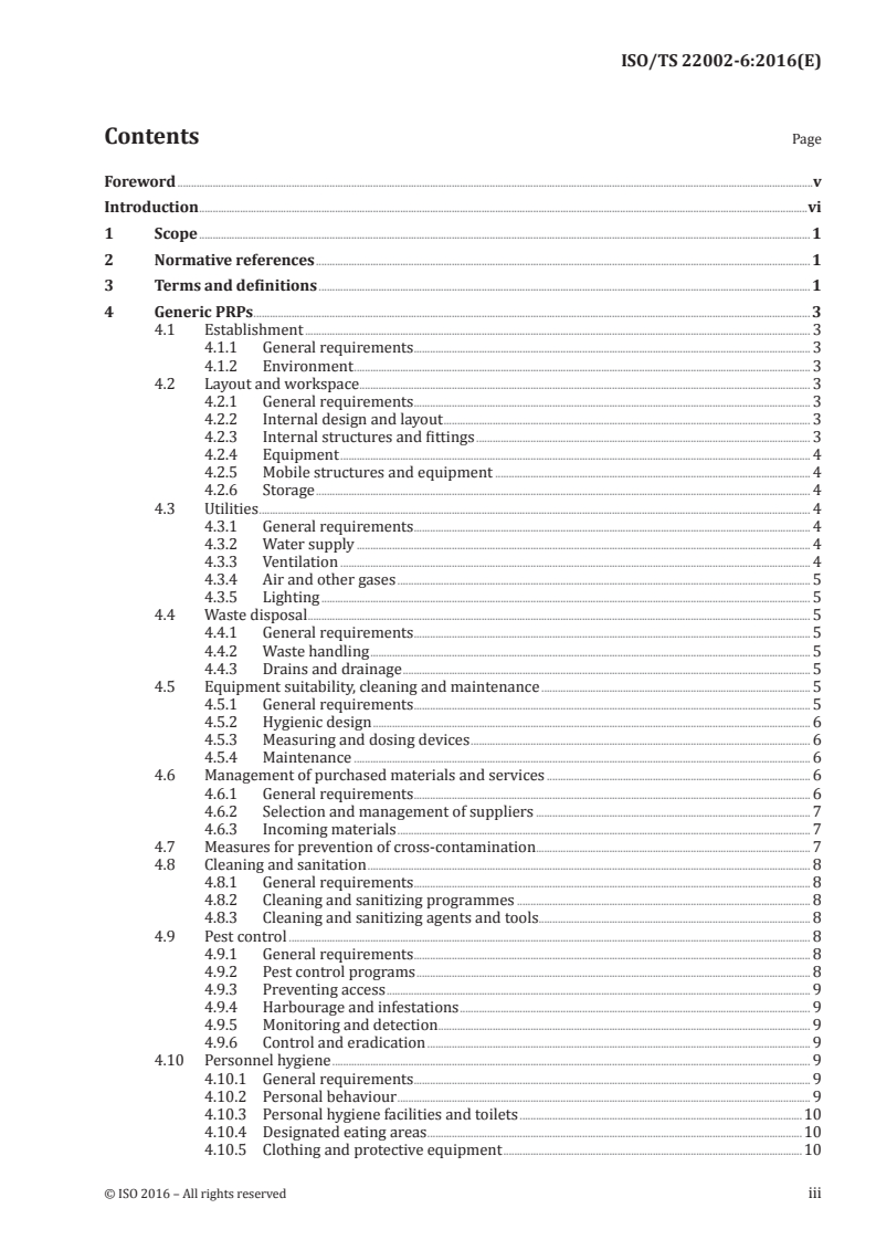 ISO/TS 22002-6:2016 ISO/TS 22002-6:2016 - Prerequisite programmes on food safety — Part 6: Feed and animal food production/14/2016 - Page 3 preview