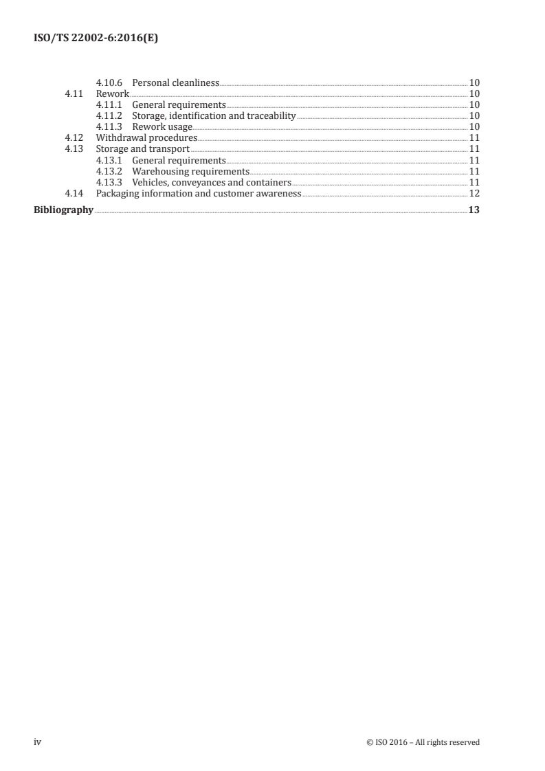 ISO/TS 22002-6:2016 ISO/TS 22002-6:2016 - Prerequisite programmes on food safety — Part 6: Feed and animal food production/14/2016 - Page 4 preview
