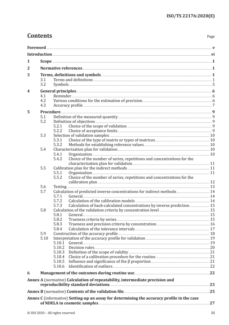 SIST-TS ISO/TS 22176:2024 ISO/TS 22176:2020 - Cosmetics — Analytical methods — Development of a global approach for validation of quantitative analytical methods/27/2020 - Page 3 preview