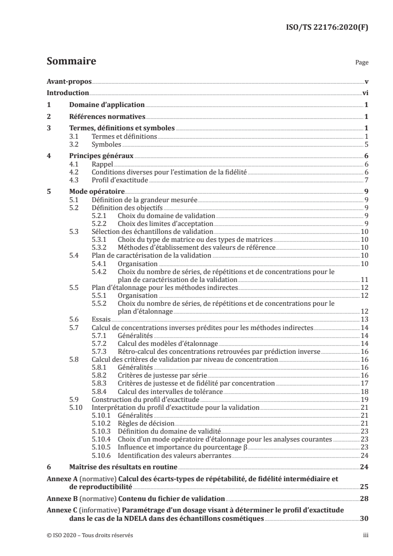 SIST-TS ISO/TS 22176:2024 ISO/TS 22176:2020 - Cosmétiques — Méthodes analytiques — Développement d’une approche globale pour la validation des méthodes analytiques quantitatives/4/2020 - Page 3 preview